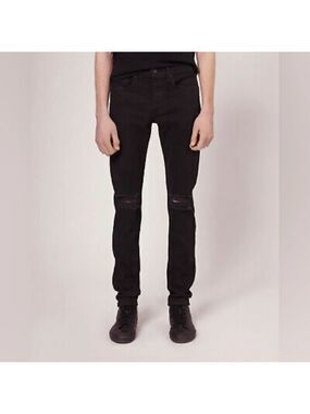 rag & bone Mens Fit 1 Extra Slim Skinny Jeans Size 34 Black Distressed